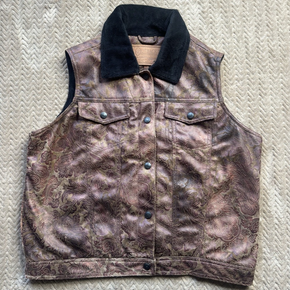 Outback Trading Company Women's L Southwestern Print Vest Paisley